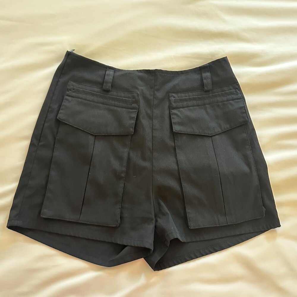 Nasty Gal High Waisted Black Shorts with Front Flap Pockets
